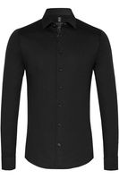 Desoto Slim Fit Jersey shirt zwart, Effen - thumbnail