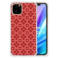 Apple iPhone 11 Pro Doorzichtige Silicone Hoesje Batik Rood