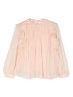 Chloé Kids blouse en soie à détails de volants - Tons neutres