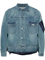 sacai veste en jean à design à empiècements - Bleu