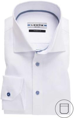 Ledȗb Heren Overhemd Wit Dobby Widespread Modern Fit