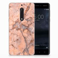 Nokia 5 TPU Siliconen Hoesje Marmer Oranje - thumbnail