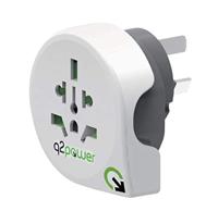Q2 Power | World to Australia | Universal-Reiseadapter mit Erdungsstecker | KID SAFE Stoßschutz | Spannung und Leistung 100V-1500W / 125V-1875W