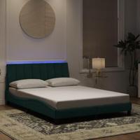 vidaXL Bedframe met LED-verlichting fluweel donkergroen 140x200 cm, bed, bed ombouw, tweepersoonsbed, bedbodem, slaapkamermeubel, 2 persoonsbed