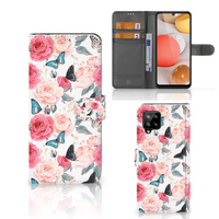 Samsung Galaxy A42 5G Hoesje Butterfly Roses - thumbnail