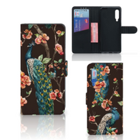 Xiaomi Mi 9 Telefoonhoesje met Pasjes Pauw met Bloemen