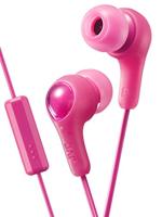 JVC GUMY In-ear hoofdtelefoon met Stay-Fit-oordopjes en microfoon, 1 m lange kabel met hoofdtelefoonaansluiting, klein, medium en groot, roze GUMY HAFX7MP