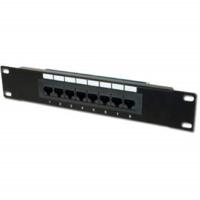 DIGITUS Cat-5e Patchpaneel - 8 poorten - RJ45-bussen - 10-inch rack-mount 1HE - LSA distributierveld - niet afgeschermd - zwart