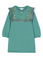 Stella McCartney Kids robe courte brodée à volants - Vert - thumbnail