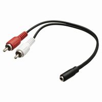 Nedis CAGB22255BK02 Stereo-audiokabel 2x Rca Male - 3,5 Mm Female 0,2 M Zwart