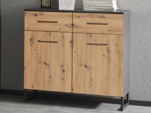 Commode BUTTO 2 deuren 2 lades artisan eik/metaalgrijs