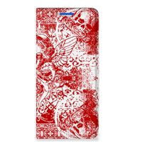 Mobiel BookCase OPPO Reno6 5G Angel Skull Rood