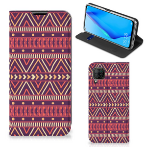 Huawei P40 Lite Hoesje met Magneet Aztec Paars