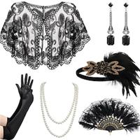 Jaren 1920 Gatsby Outfits Jaren '20 flapper hoofdband The Great Gatsby Dames Zonder Kraag Halloween Feest Maskerade Festival 1 Ventilator Lightinthebox