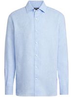 Zegna chemise en lin à manches longues - Bleu - thumbnail