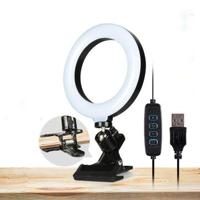 Live Uitzending Video Schieten 6 3 Kleur Modi LED Selfie Ring Light + Klem Mount