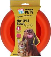 Excellent Pets Voedsel- en drinkbak voor honden en katten, 800 ml, voederbak met anti-slip bodem, M, spatbeschermingsrand, siliconen drinkbak, oranje