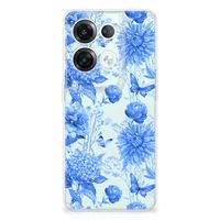 TPU Case voor OPPO Reno8 Pro Flowers Blue