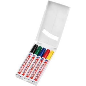 Edding 3000 4-3000-5 Permanent marker Zwart, Blauw, Rood, Groen, Geel Watervast: Ja