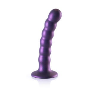 Ouch! by Shots Beaded Silicone G-Spot Dildo - 5'' / 13 cm - Metallic Purple