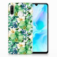 Huawei P30 Lite TPU Case Orchidee Groen - thumbnail