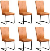 Set van 6 Cognac leren industriële eetkamerstoelen Dare - poot vierkant zwart - Vintage Leer Cognac (cognac leer) - thumbnail