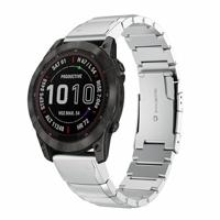 By Qubix - Stainless steel schakelband - Zilver - Compatible met Garmin Fenix 8-47mm - Compatible Garmin bandje - Bandbreedte: 22mm
