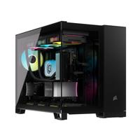 CORSAIR iCUE LINK 2500X RGB Kleine-Toren mATX PC-Behuizing met Twee Kamers – Panoramisch Gehard Glas – Omgekeerd Aansluiting Moederbord Compatibel – Inclusief 2x RX120 RGB Ventilatoren – Zwart