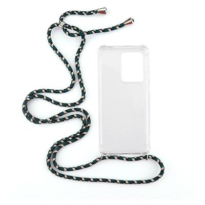 Shop4 - Samsung Galaxy S20 Ultra Hoesje - Zachte Back Case met Koord Camouflage Groen