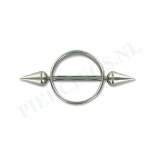 Tepelpiercing shield ronde spikes XL