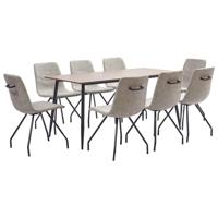 vidaXL 9-delige Eethoek kunstleer grijs