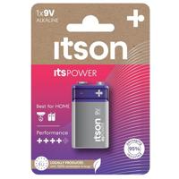 ITSON, 9V alkalinebatterijen, verpakking van 1 stuk, voor klokken, rookmelders, 6LR61IPO/1CP