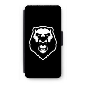 Angry Bear (black): iPhone 7 Flip Hoesje