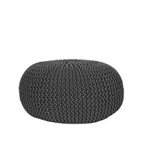 LABEL51 Knitted Poef - Grijs - Katoen - L