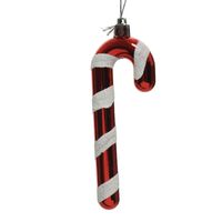 2x Kerstboomhangers rood/witte zuurstokken 12 cm kerstversiering   -