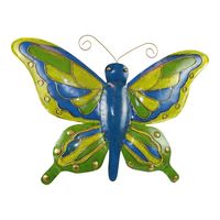 Metalen Wanddecoratie Vlinder Blauw/Groen Small