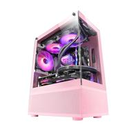 Mars Gaming MC-SE, Micro-ATX PC Case, Voor- en Zijpanelen van Frameloos Glas, Bodemontwerp met AirTech Mesh Technology, Dual Chambered Gaming Minitoren, Ondersteuning voor Vloeistofkoeling, Roze