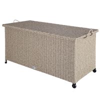 Polyrattan Kussenbox Creme 122x56x61cm met Wielen - thumbnail