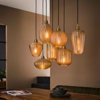 LifestyleFurn Hanglamp Malori 7-lamps, amber glas - Amberkleurig glas - thumbnail