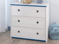 Commode SMOOKIE 3 lades witte pijnboom/blauw - thumbnail