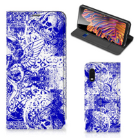 Mobiel BookCase Samsung Xcover Pro Angel Skull Blauw