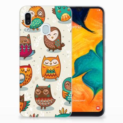 Samsung Galaxy A30 TPU Hoesje Vrolijke Uilen Samsung Galaxy A30 TPU Hoesje Vrolijke Uilen