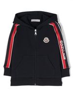 Moncler Enfant hoodie zippé à patch logo - Bleu