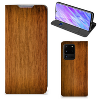 Samsung Galaxy S20 Ultra Book Wallet Case Donker Hout - thumbnail