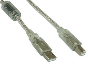 InLine 2m USB 2.0 AM/BM USB-kabel USB A USB B Transparant