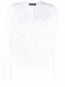 Dolce & Gabbana cardigan à fleurs brodées - Blanc