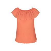 Cassis top met volant koraalrood