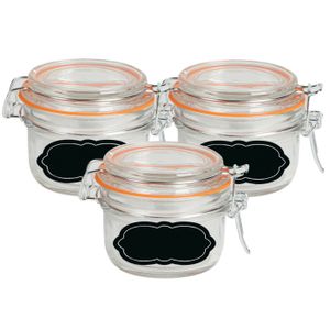 Weckpot/inmaakpot - 6x - 170 ml - glas - met beugelsluiting - incl. etiketten