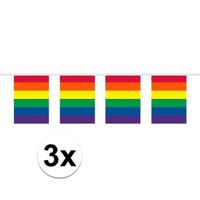 3x Gay Pride regenboog vlaggenlijnen 10 meter - thumbnail