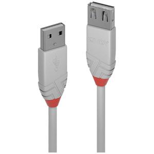 LINDY USB-kabel USB 2.0 USB-A stekker, USB-A bus 2.00 m Grijs 36713